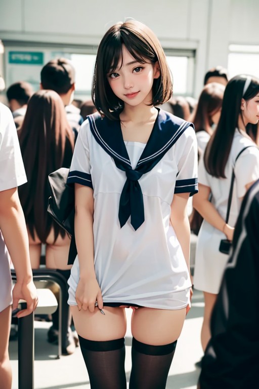 Naked, Bob_cut, Realistic Pussy Lips Asian AI Porn