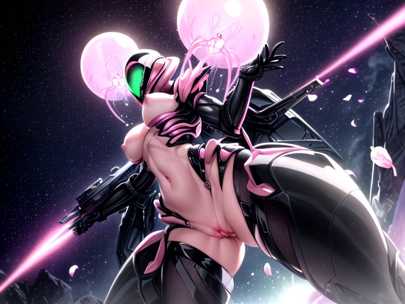 Pink Glowing Pussy, Mostly Black, Abdomen Pussy AI Porn