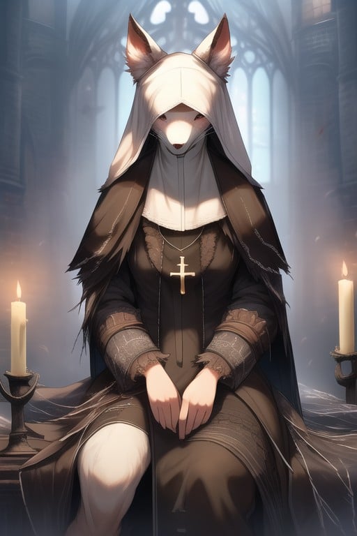 Vicar Amelia From Bloodborne, Drawing, Sitting Down Legs Spread Furry AI Porn