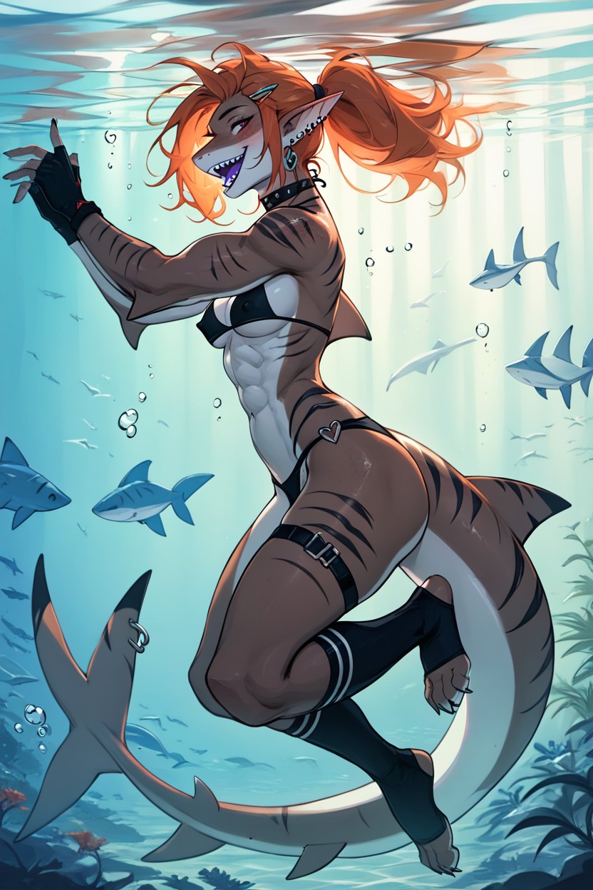 Elf Ears, Side View, Swimming Furry AI Porn