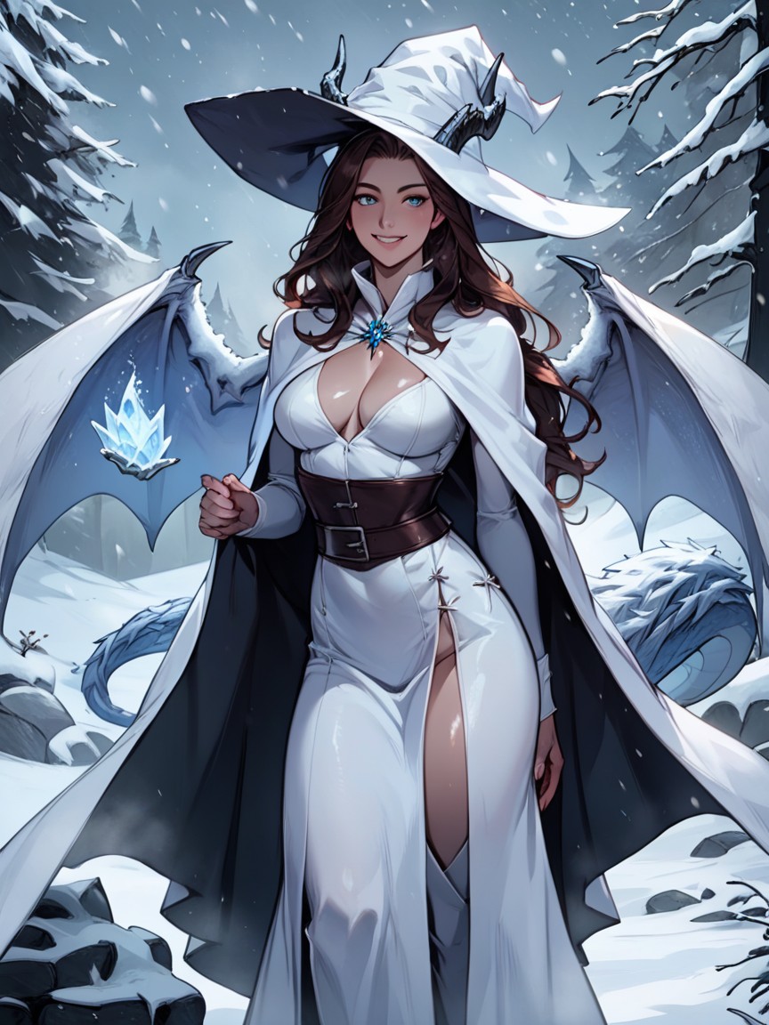 Wizard Robe, Frost Dragon Wings, Frost Dragon Girl Furry AI Porn