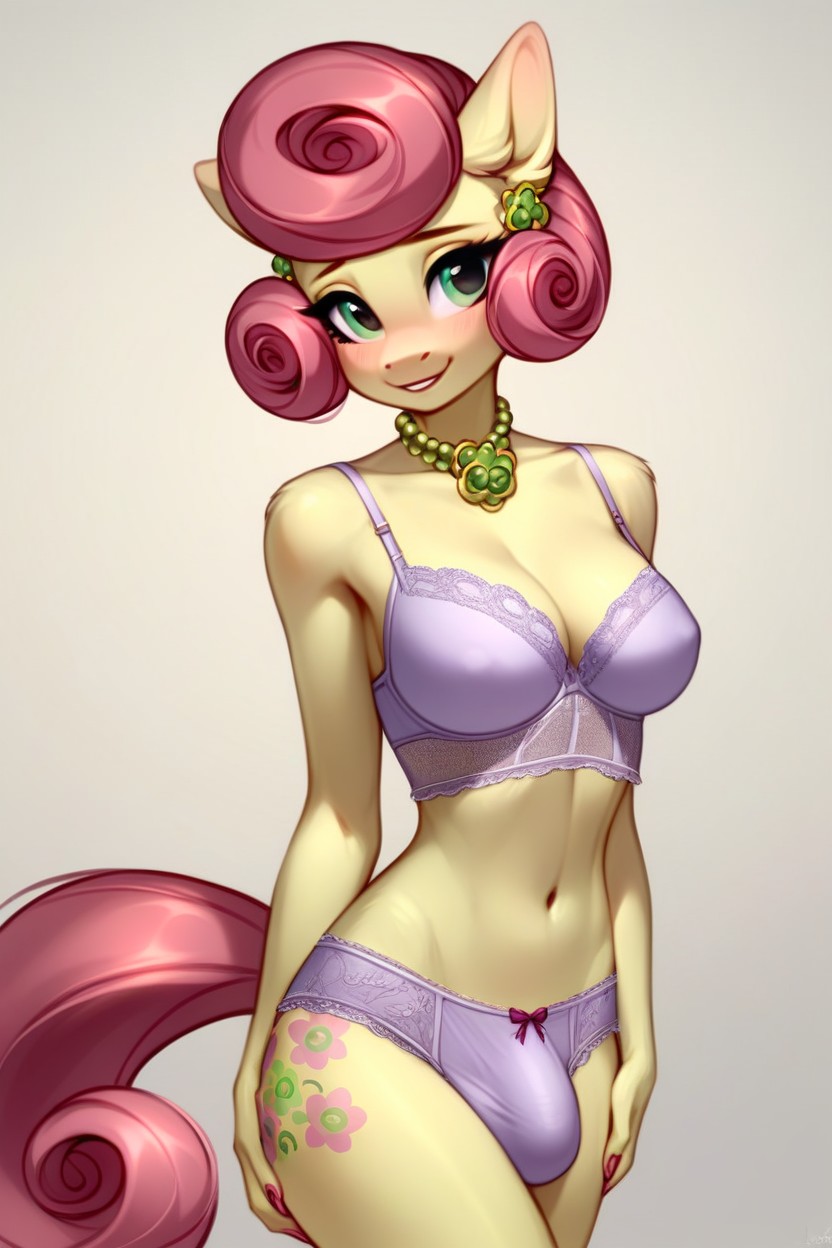 Lavender Lingerie, Futanari Posey Shy From My Little Pony Furry AI Porn