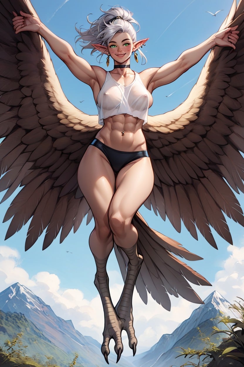 Miniskirt, In The Sky, Human Face Furry AI Porn