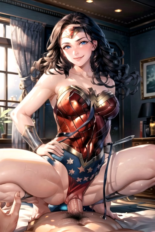 Sorrindo, Wonder Woman (dc), Vaqueira Pornografia de IA