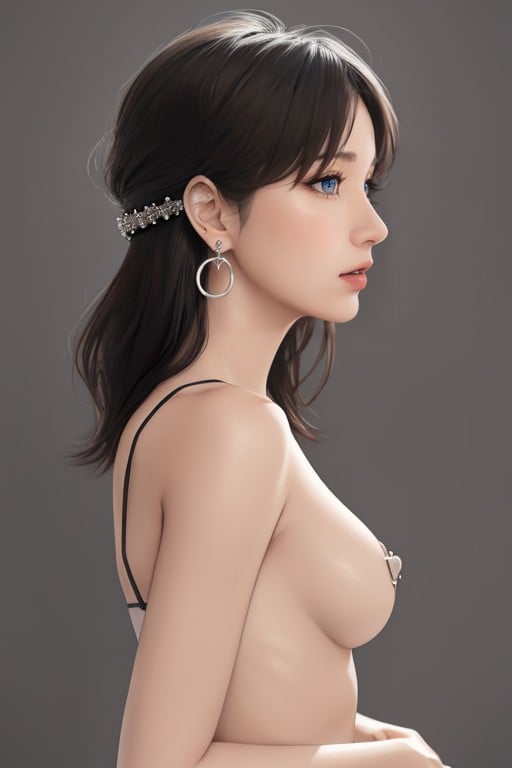 Simple Background, Small Breast, Earrings AI Porn