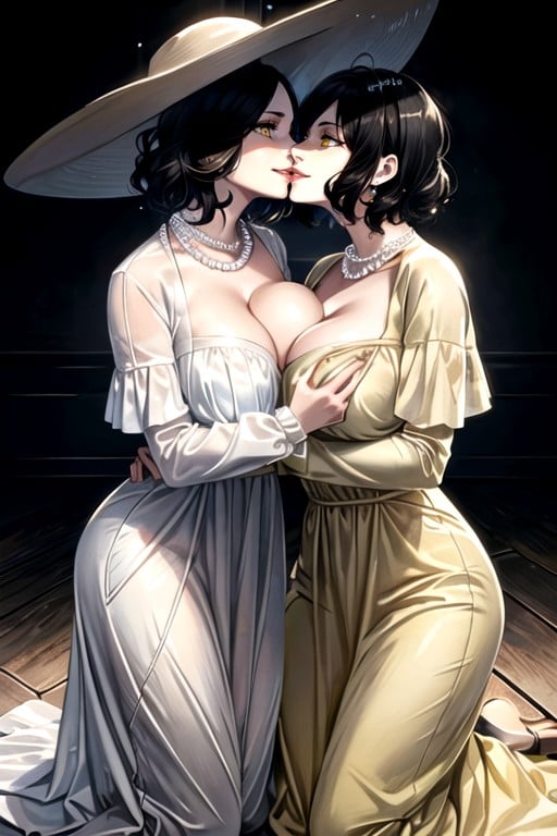 Lady Dimitrescu (resident Evil), 2 Personnes, Embrasser (lesbiennes)Porno IA Hentai