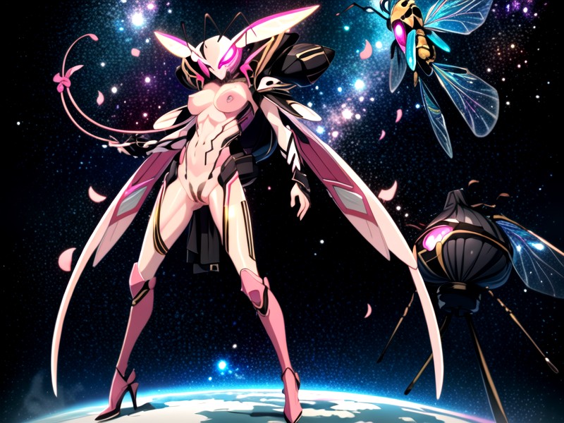 Jagged Labia, Massive Bee Abdomen, Pink Glowing Pussy&pink Glowing Asshole AI Porn