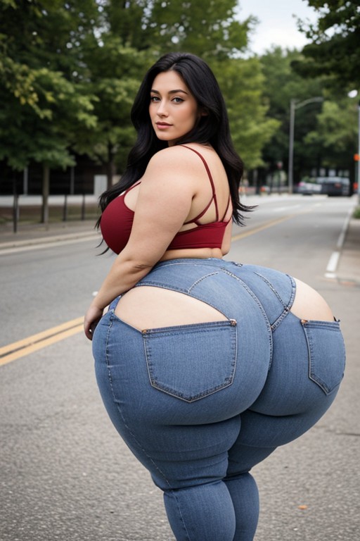 Big Long Hair, Double-wide Hips, Extremely Large Ass AI Porn
