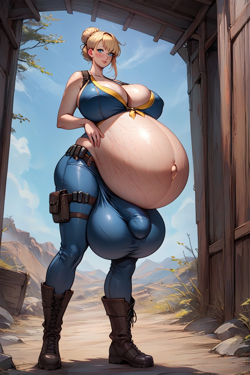 Hyper Enormous Testicles, Enormous Bulge, Plump Lips Shemale AI Porn
