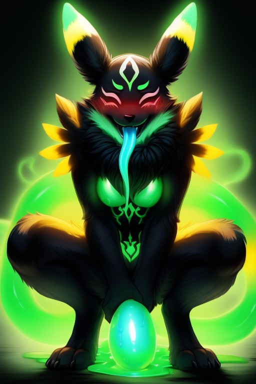 Slime In Ears, Slime Girl, Glowing Eyes Furry AI Porn