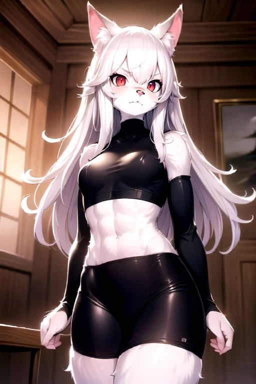 White Hair, Angry, Fit AI Porn