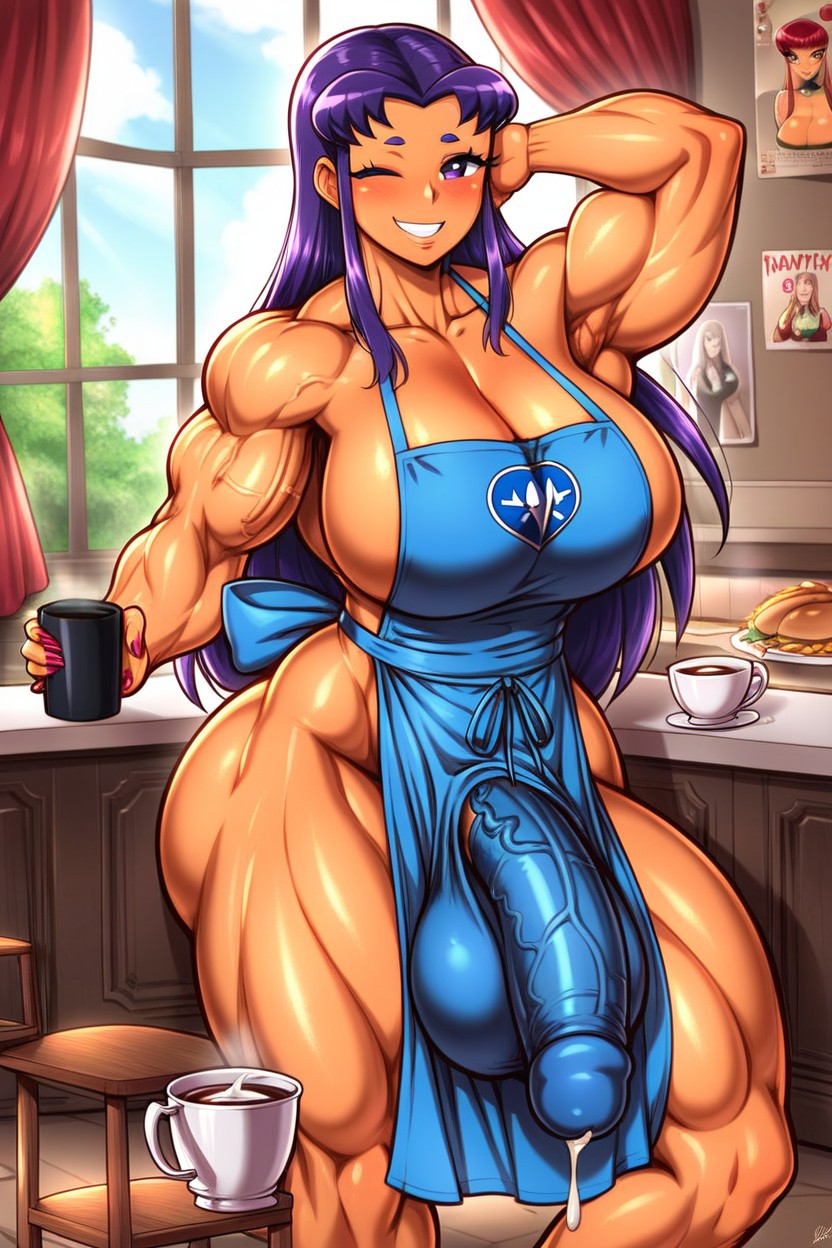 Futanari, Nothing But Apron, Apron Bulge Shemale AI Porn