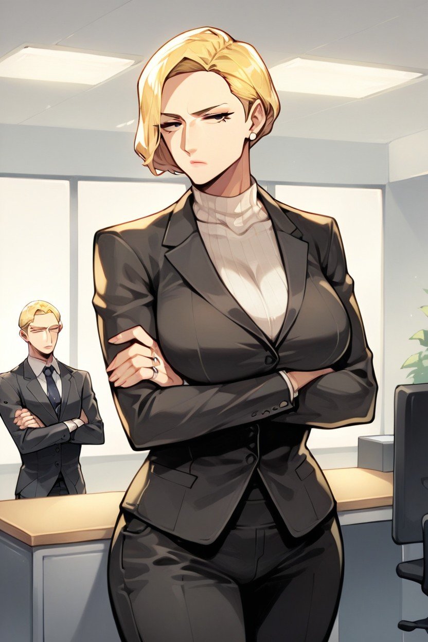 Coupe Au Carré, Milf In Her, Suit Pants Porno IA Asiatique