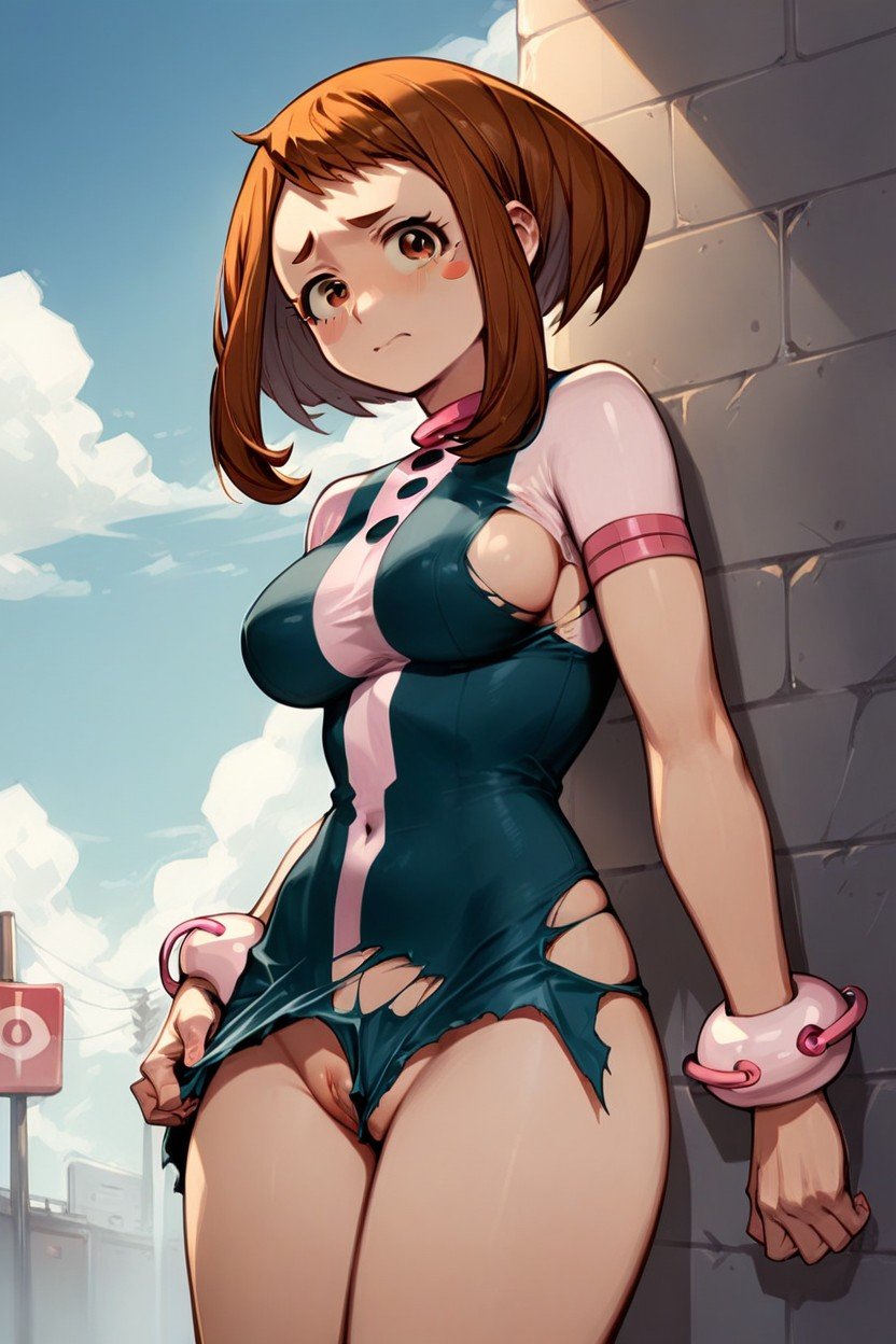 Reluctant, Ochaco Uraraka, Submissiveclothes Torn AI Porn