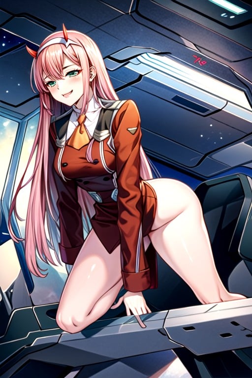 Zero-two (darling In The Franxx), Cat Pose, Naked AI Porn