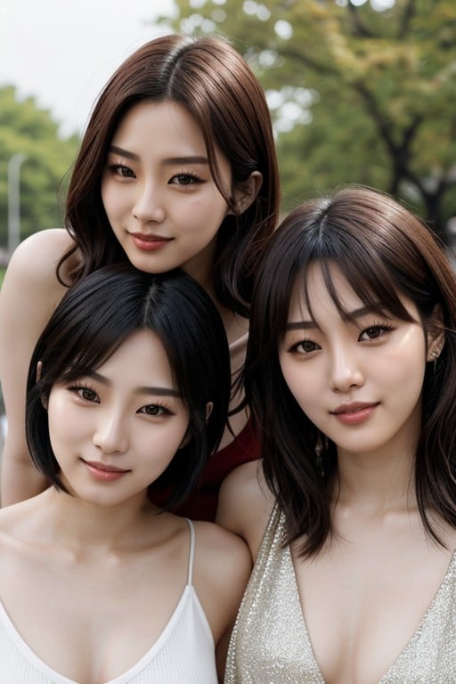 韓国人 , ベリーショートヘア, 20代AIポルノ