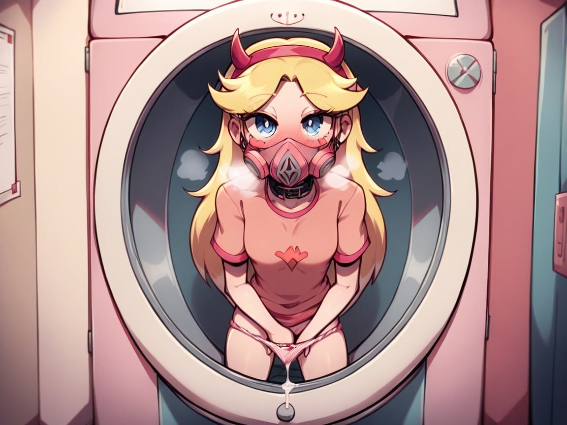 Sweet Blonde In Frilly Pink Panties Looking At A Bright Pink Light Making Her Hypnotised, パンティを脱ぐ, Neck BraceAIポルノ