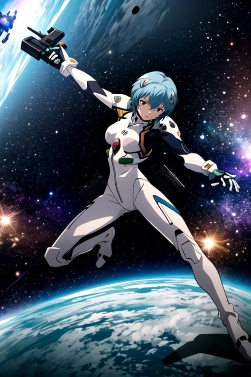 Shoots From A Rifle, Space Suit, Ayanami Rei (evangelion) AI Porn