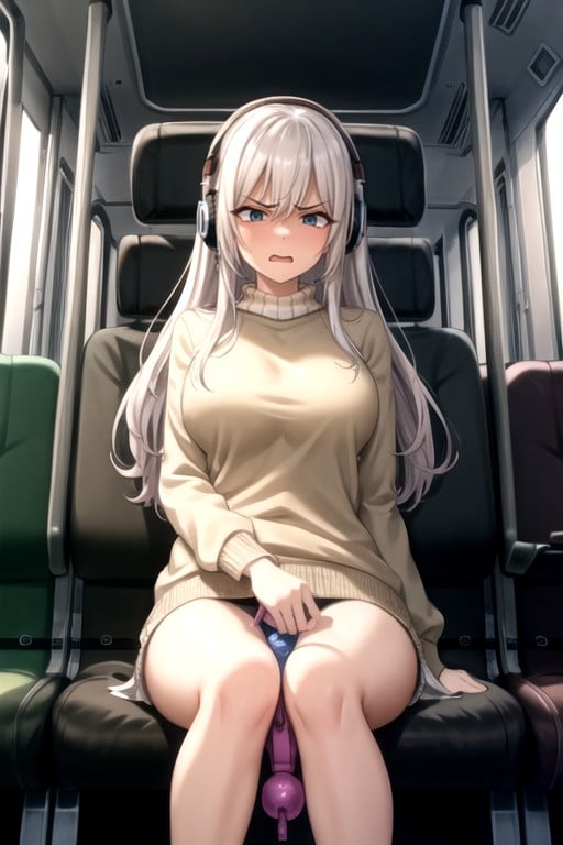 Ônibus, Com Nojo, Inserção De Vibrador Hentai IA pornografia