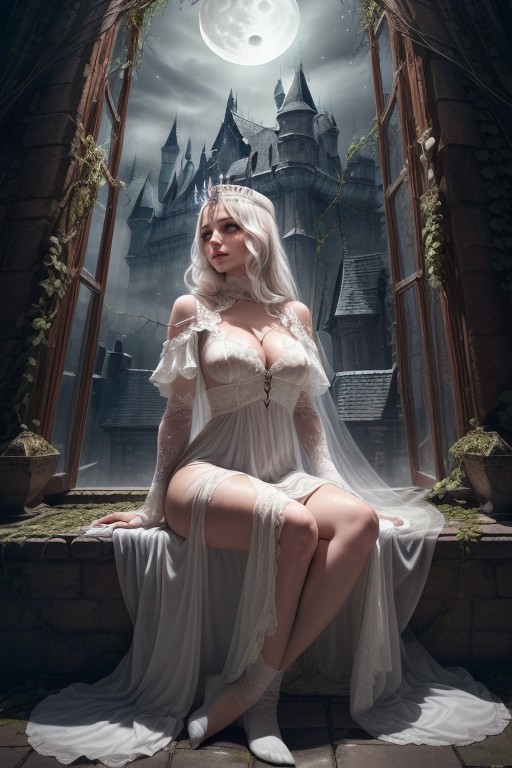 A Smile With Little Emotion, Dark Kingdom Seen Out The Window, Night Time AI Porn