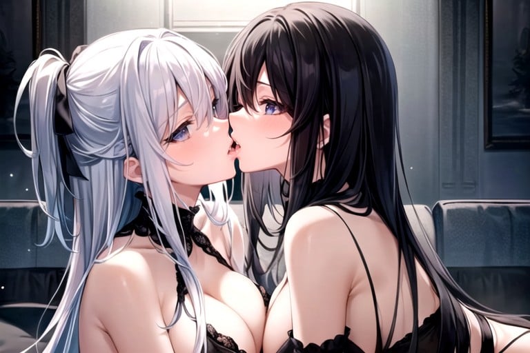Thong, Mouth Agape, Girls Kissing AI Porn