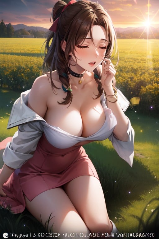 Fit, Grassy Field, Kissing Face AI Porn