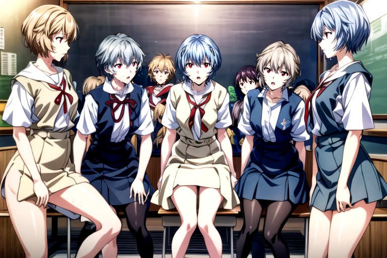 Ayanami Rei (evangelion), Male Students, Wet PussyPorno IA