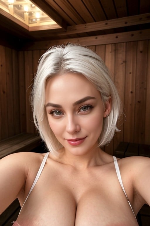 Selfie, Breast Expansion, White Hair AI Porn