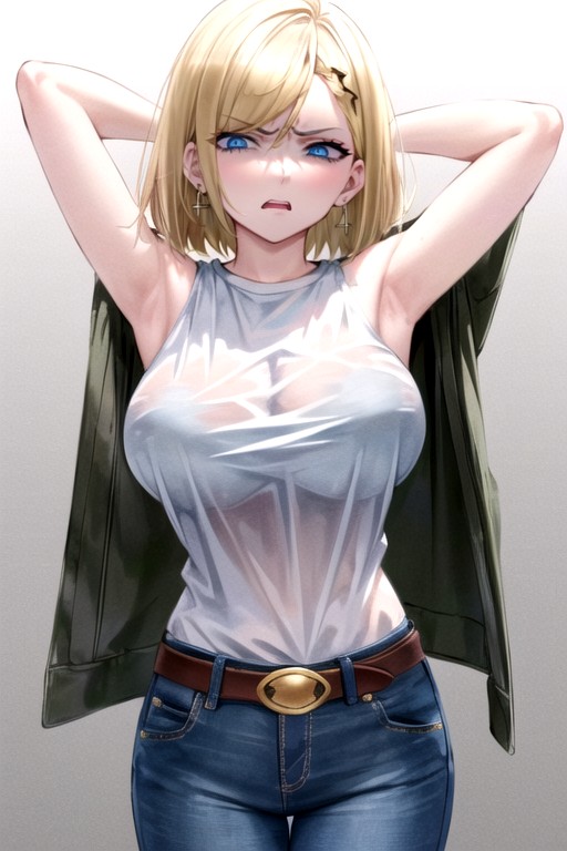 Android 18 (dragon Ball Z), Disgusted, Arms Up Hentai AI Porn