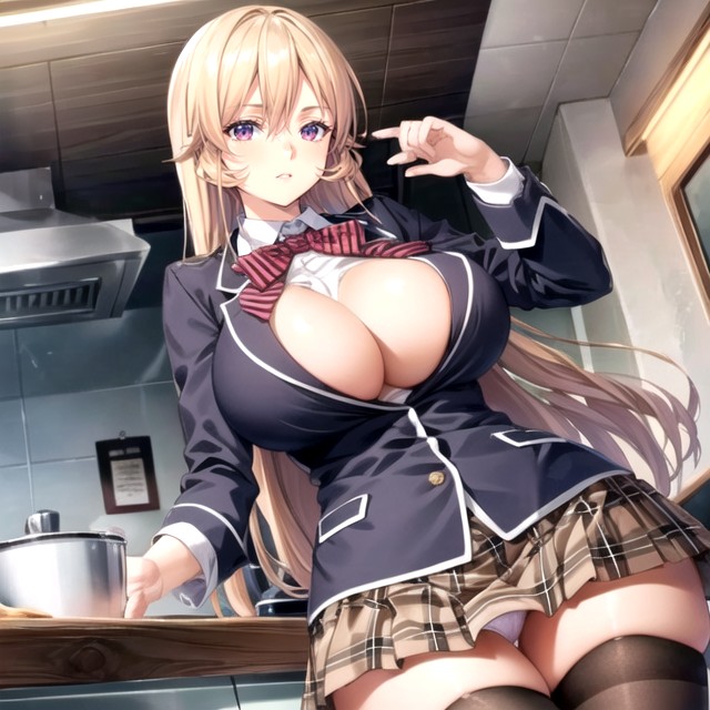 Kitchen, Bottom Up, Nakiri Erina (shokugeki No Soma) Hentai AI Porn