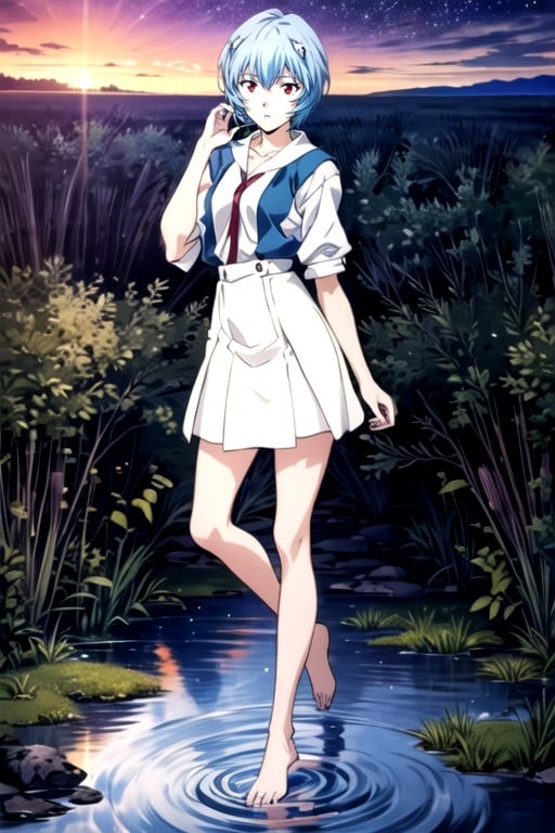 Walks On The Surface Of The Water, Blue Hair, School ClassAI黄片