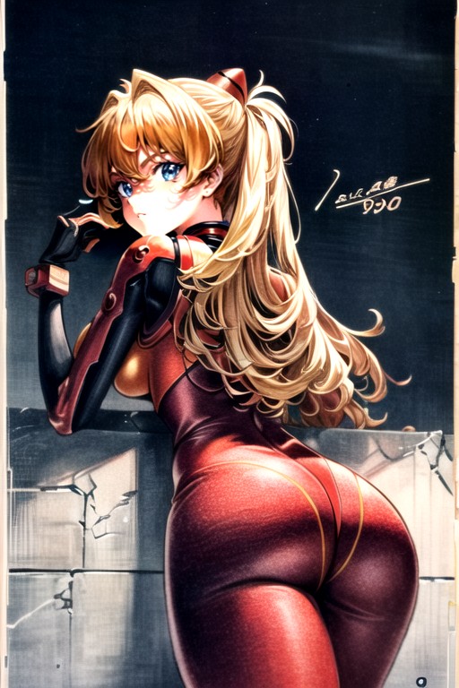 90s Style , Asuka (evangelion), Laying Down (from Behind) Hentai AI Porn
