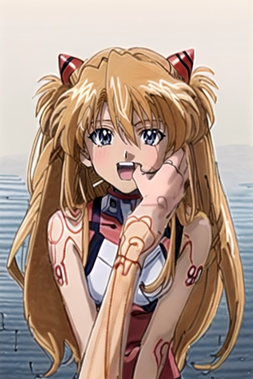 90s Style , Thumb In Mouth, Asuka (evangelion) Hentai AI Porn