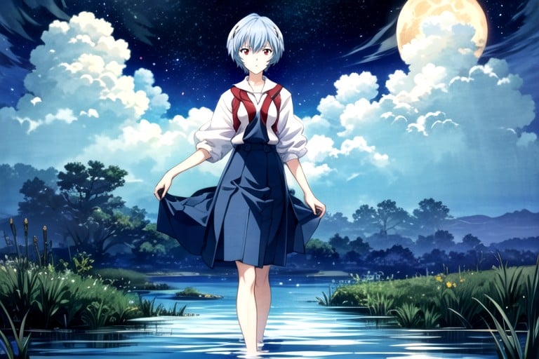 Walks On Water, Body, Ayanami Rei From Neon Genesis Evangelion Хентай AI порно