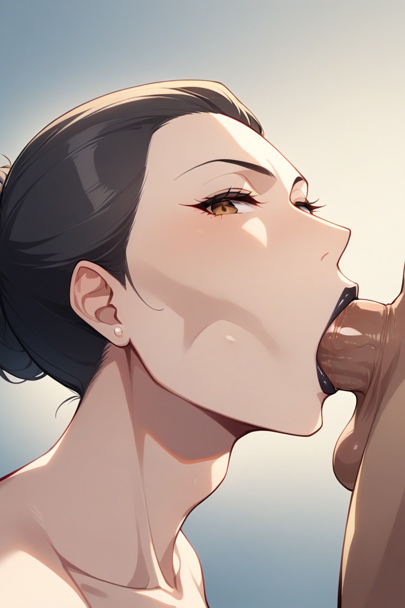 The Cock Is As Deep As Possible In Her Throat, トップダウン, 側面図AIポルノ