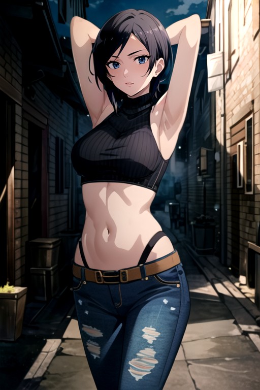 Navel Exposed, Jeans, Crop Top Hentai AI Porn
