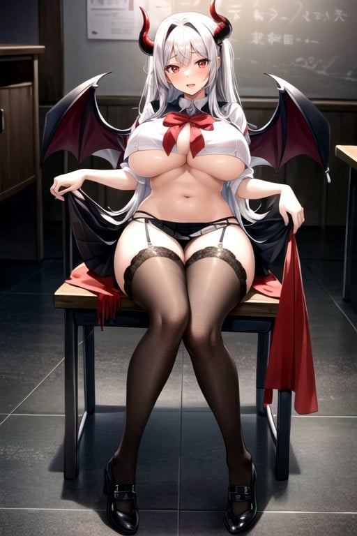 Legs Spread, Large Breasts, Demon Wings AI Porn