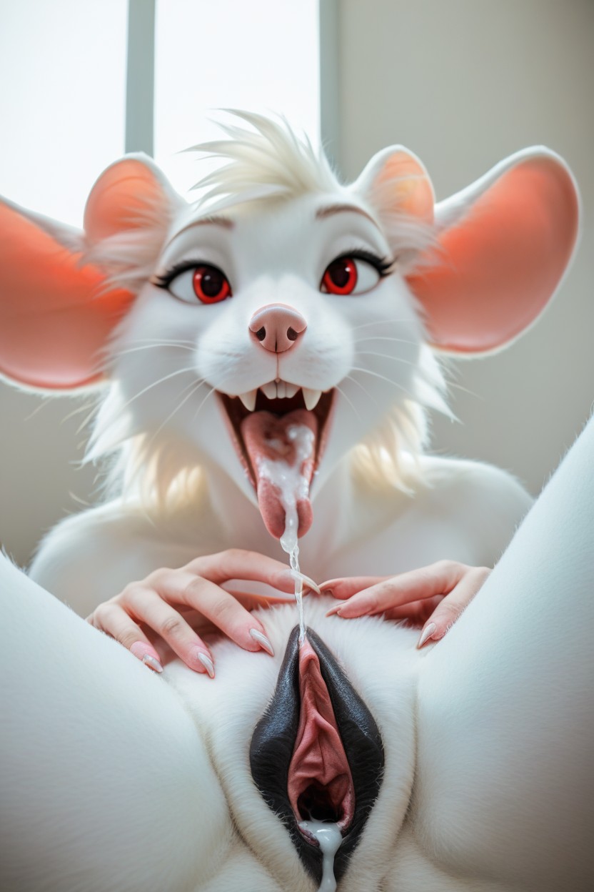 Face, Gaping, White Fur Color Furry AI Porn