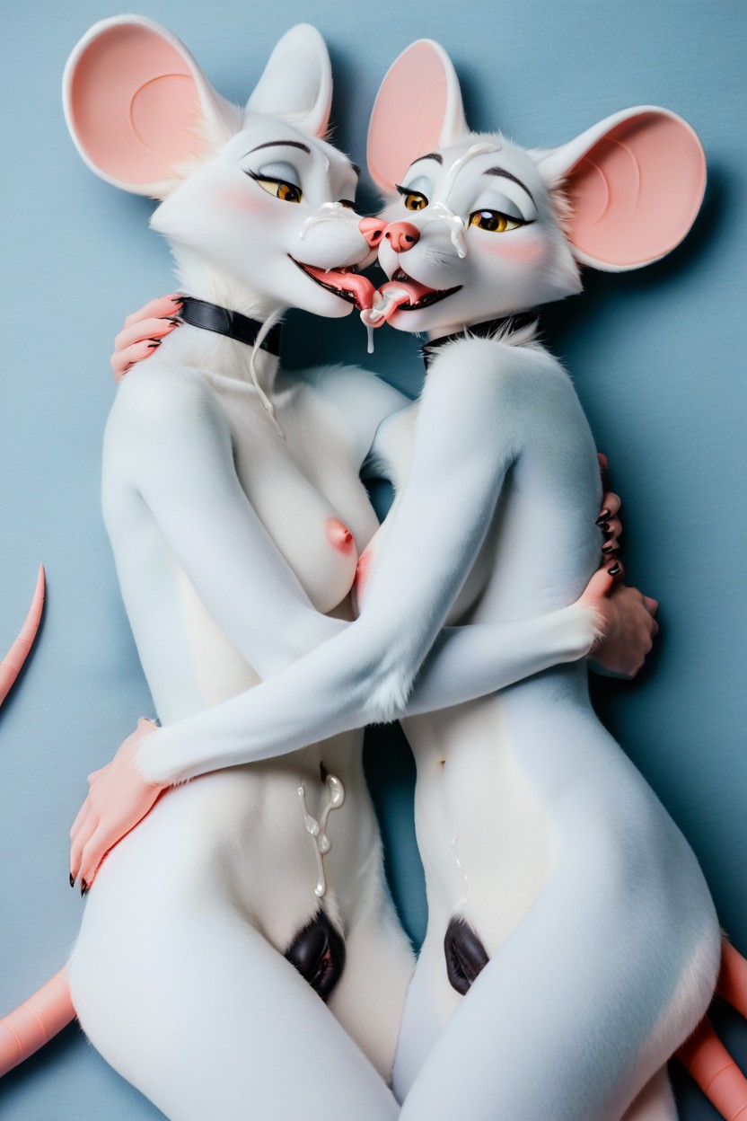 Mouse Anthro, Rubbing, Twin Sisters Furry AI Porn