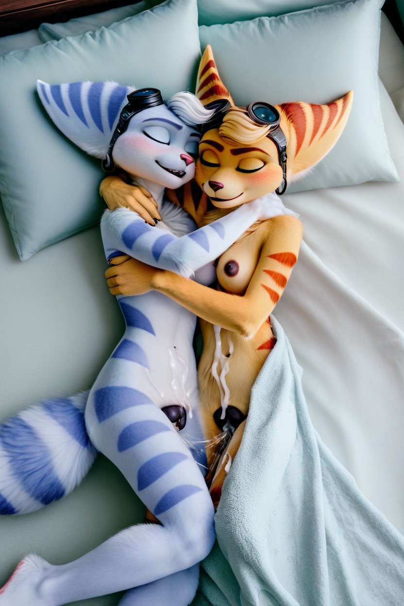 Cuddle, Lesbian Romance, Hyper-realistic Canine Pussy Furry AI Porn