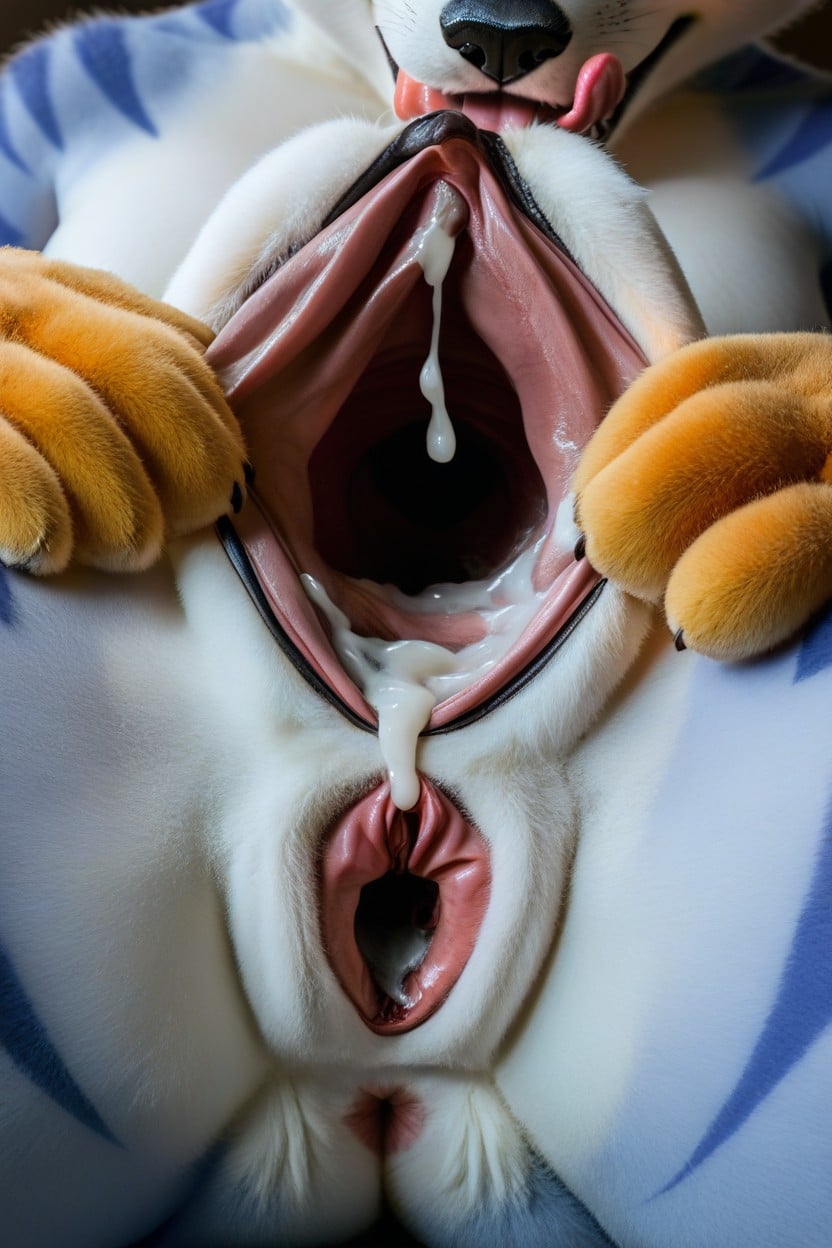 Cum Covered, Spread Pussy With Fingers, Presenting Pussy Furry AI Porn