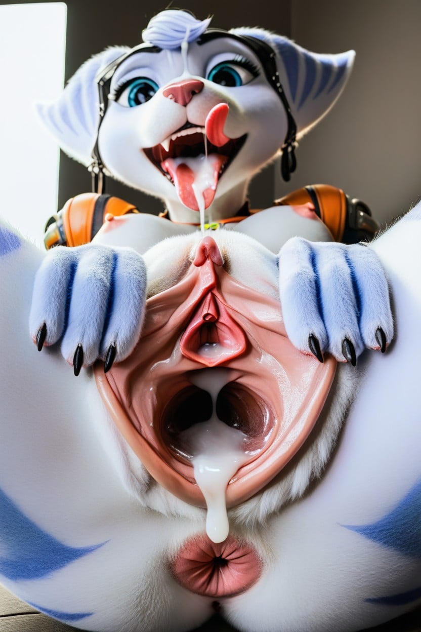 Licking Pussy Lips, Cervix, Cum In Face Furry AI Porn