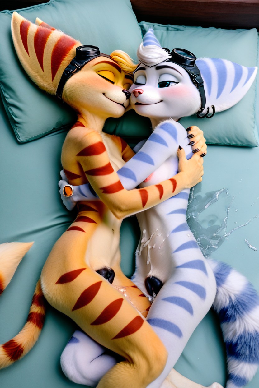 Rubbing Pussies Together, Hugging, Legs Together Furry AI Porn