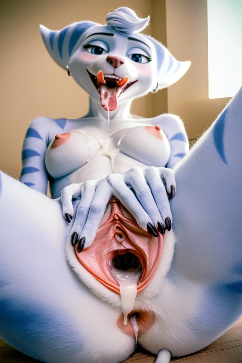 Saliva, Black-colored Pussy, Cum On Face Furry AI Porn