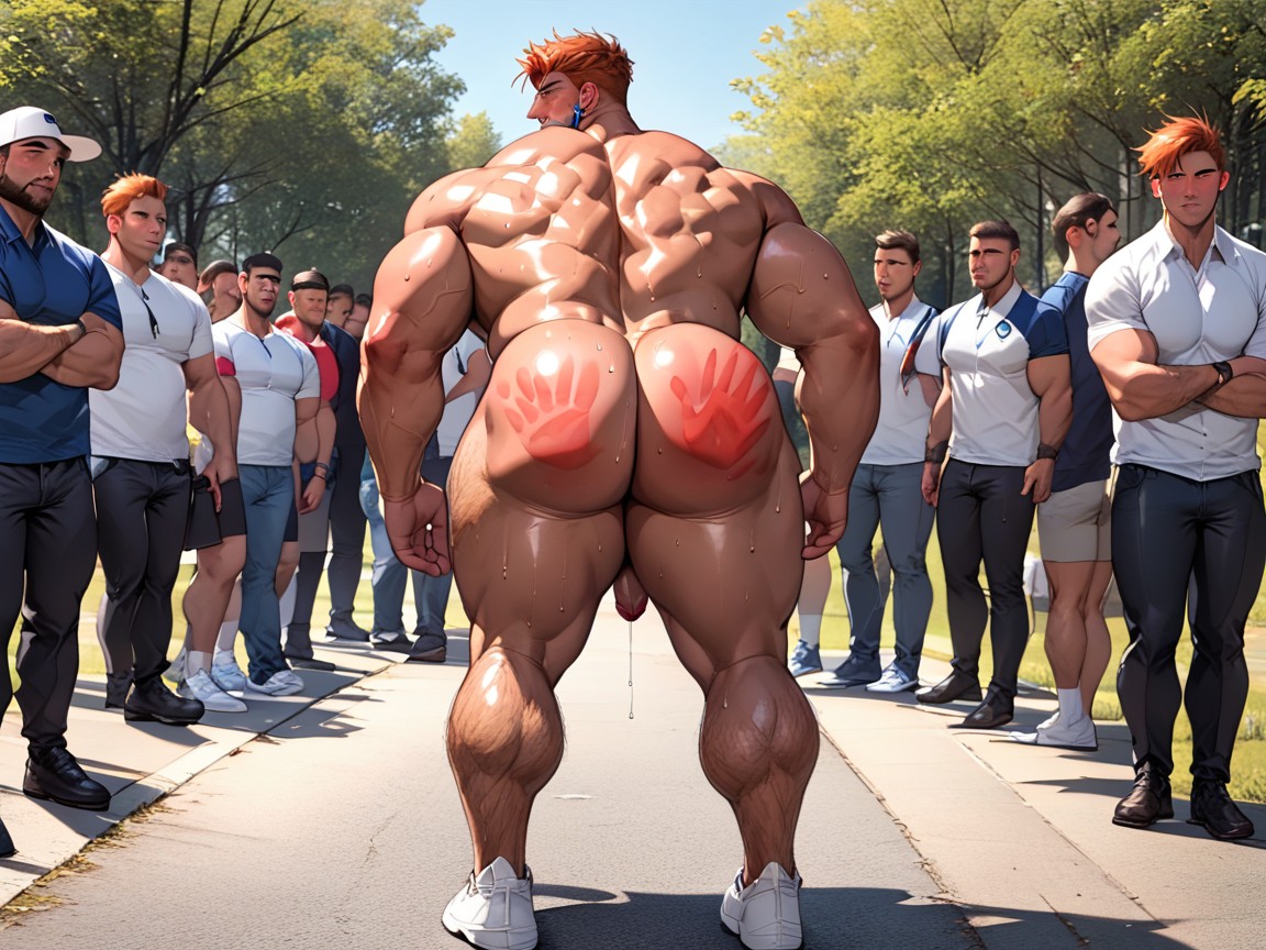 Pelo Pelirrojo, Parque, Giant Naked Man Porno gay IA