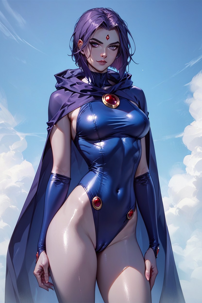 Raven, One Pice Swim Suit Dark Purple, Skinny Furry AI Porn