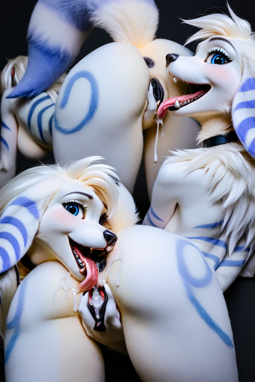 White Hair, Long Fur, Close Up Furry AI Porn
