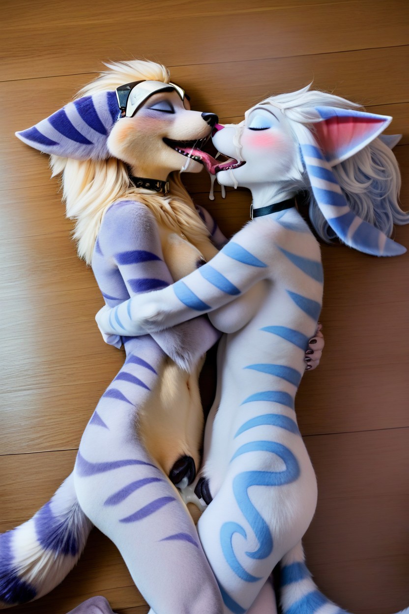 Onsen, Tongue Licking, 2 People Furry AI Porn