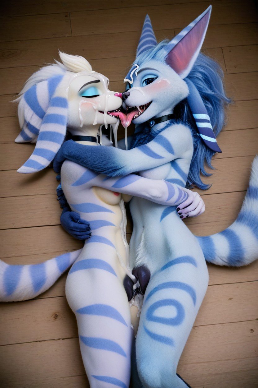 Anthro, Cuddeling, Black Pussy Close Up Kissing Furry AI Porn