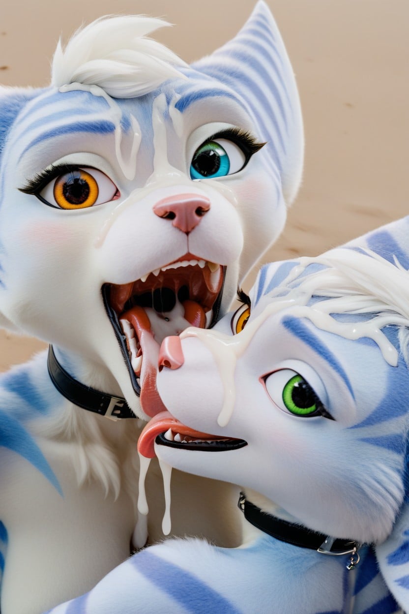 Twin Lesbians, Lesbian Love, Cum On Fur Furry AI Porn
